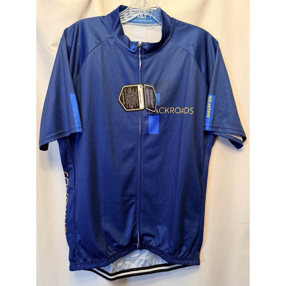 NWT Volt Cyclewear Men's Large Backroads Blue Cycling Bike Shirt Full Zip